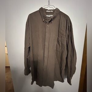 Geoffrey Beene Brown Corduroy Cotton Casual Button-Down Shirt